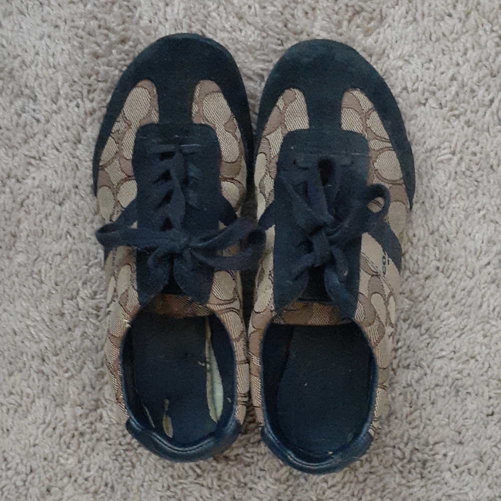 Light brown and navy coach shoes
